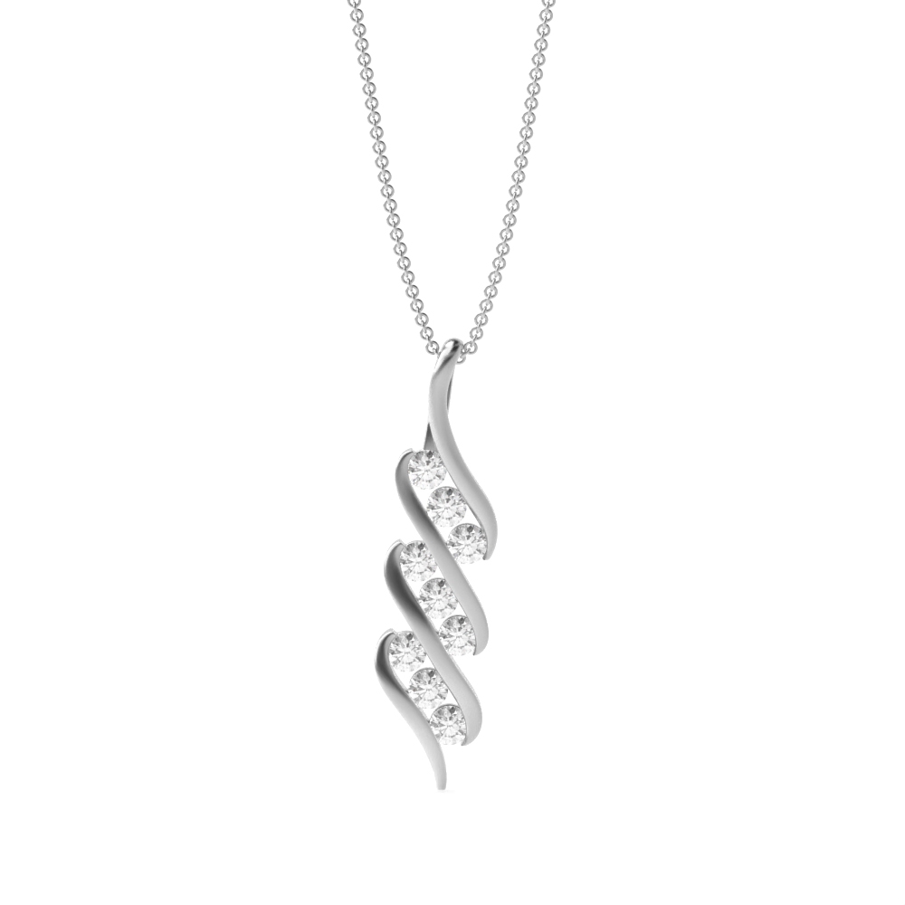 channel setting round diamond journey pendant