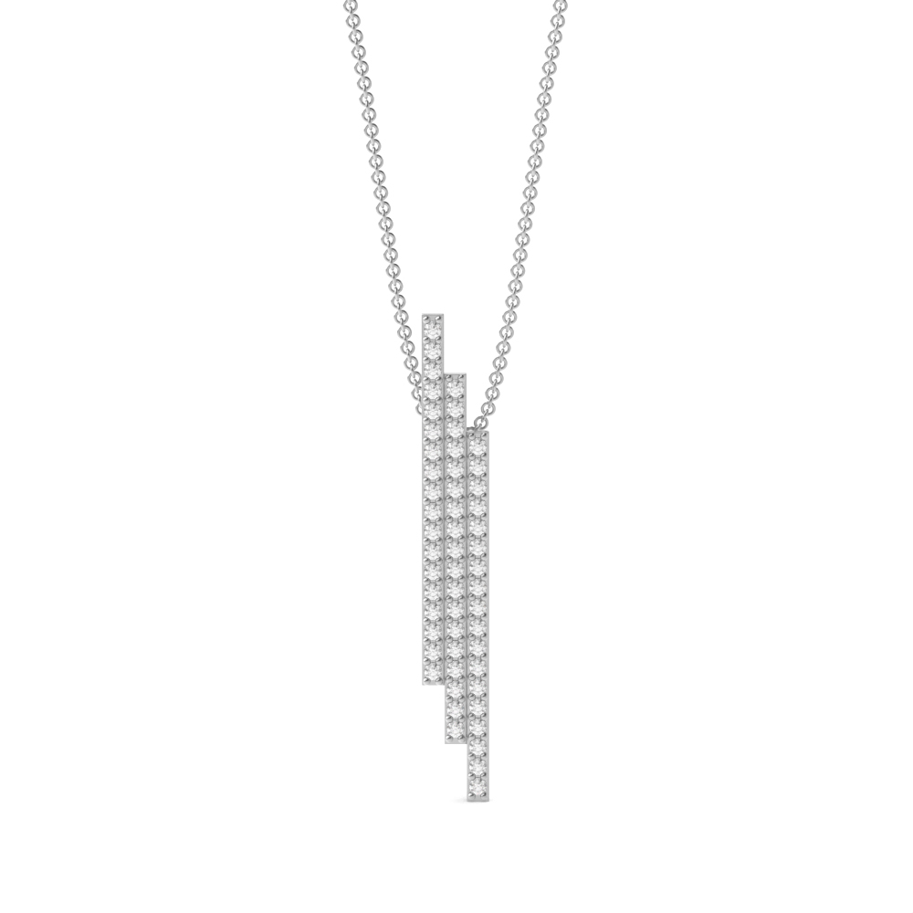 prong setting round diamond 3 bar designer pendant