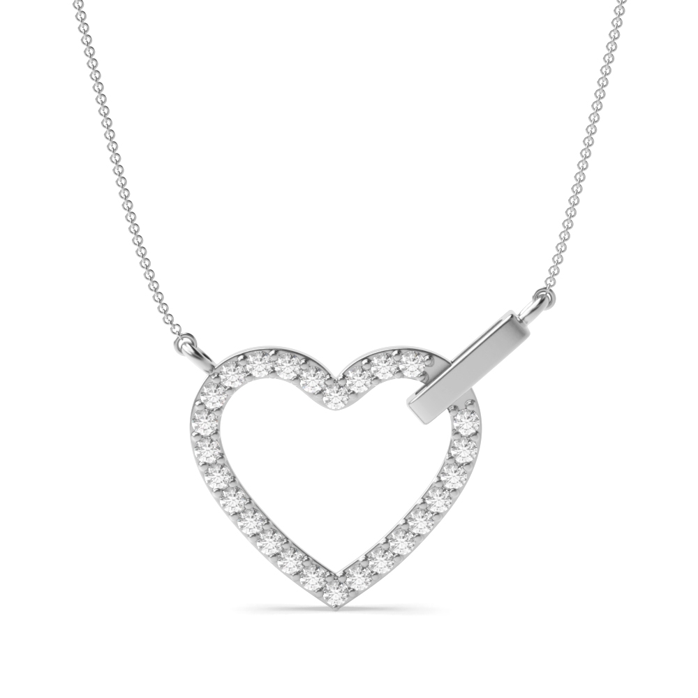 prong setting round diamond heart pendant