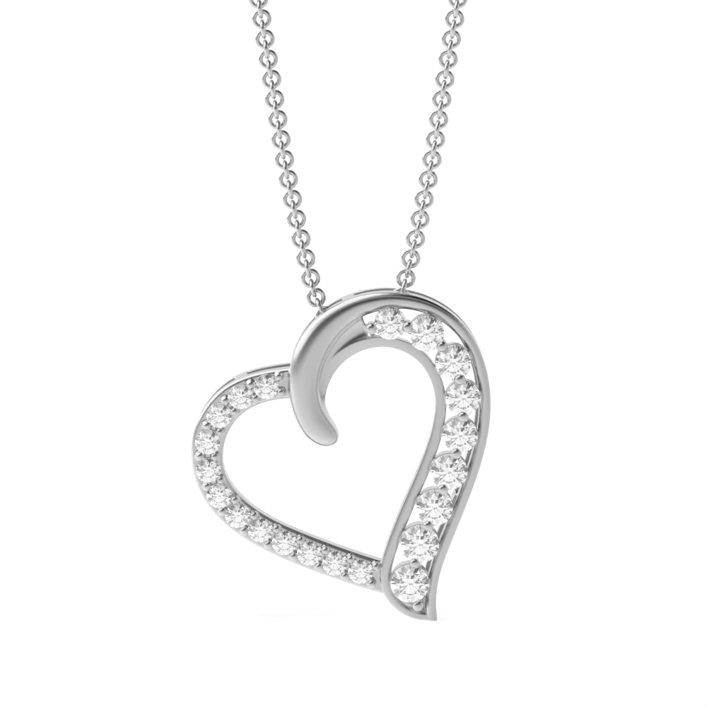 prong setting round diamond heart pendant