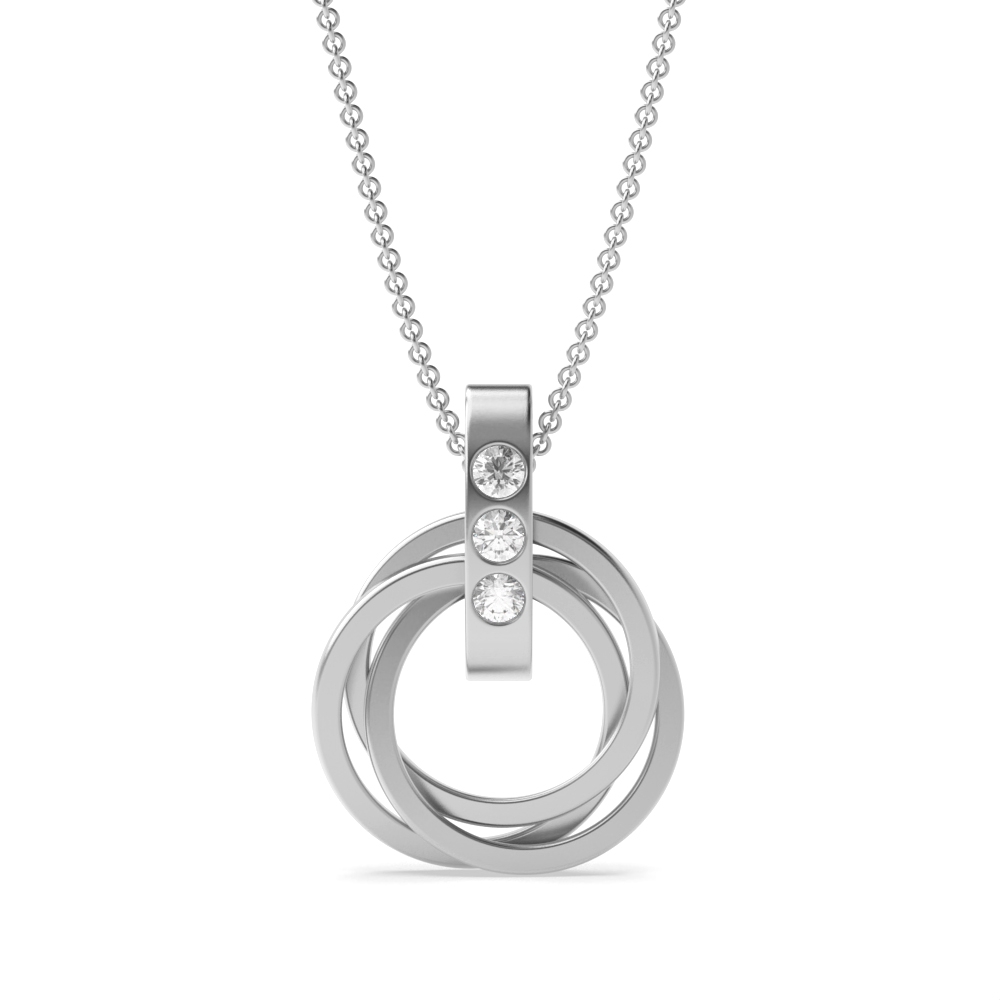 channel setting round diamond 3 circle pendant