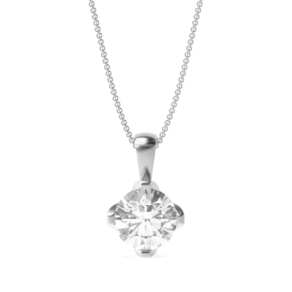 4 prong setting round diamond solitaire pendant