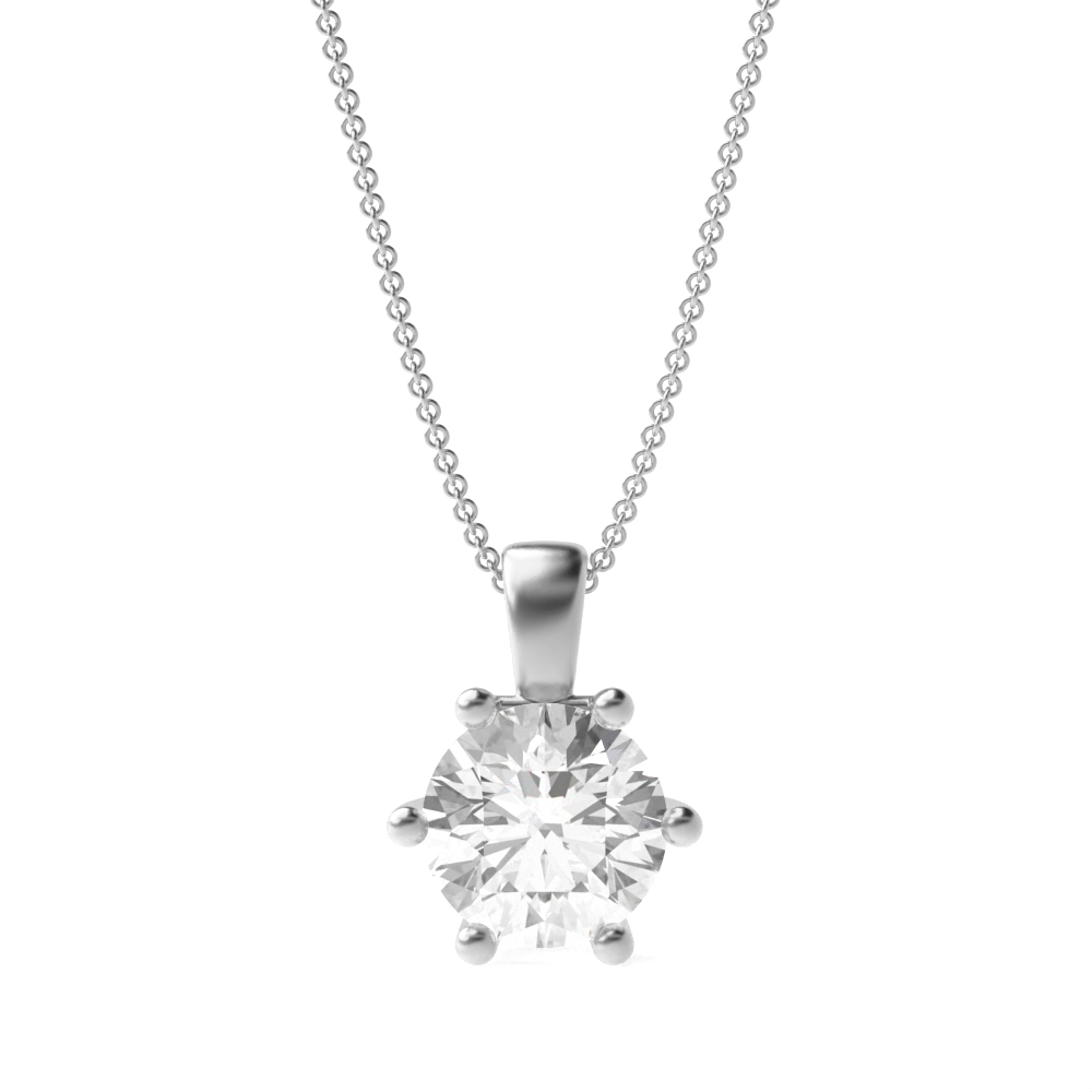 6 prong setting round diamond solitaire pendant