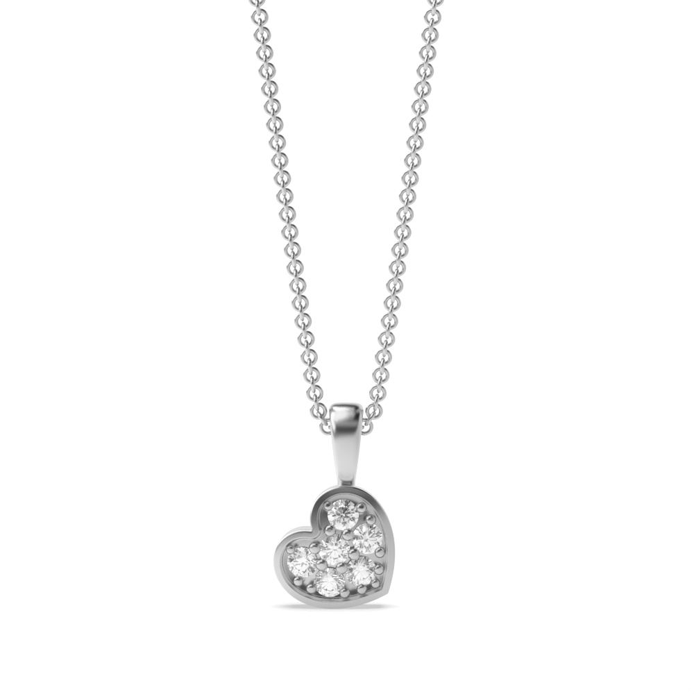 pave setting round diamond heart pendant