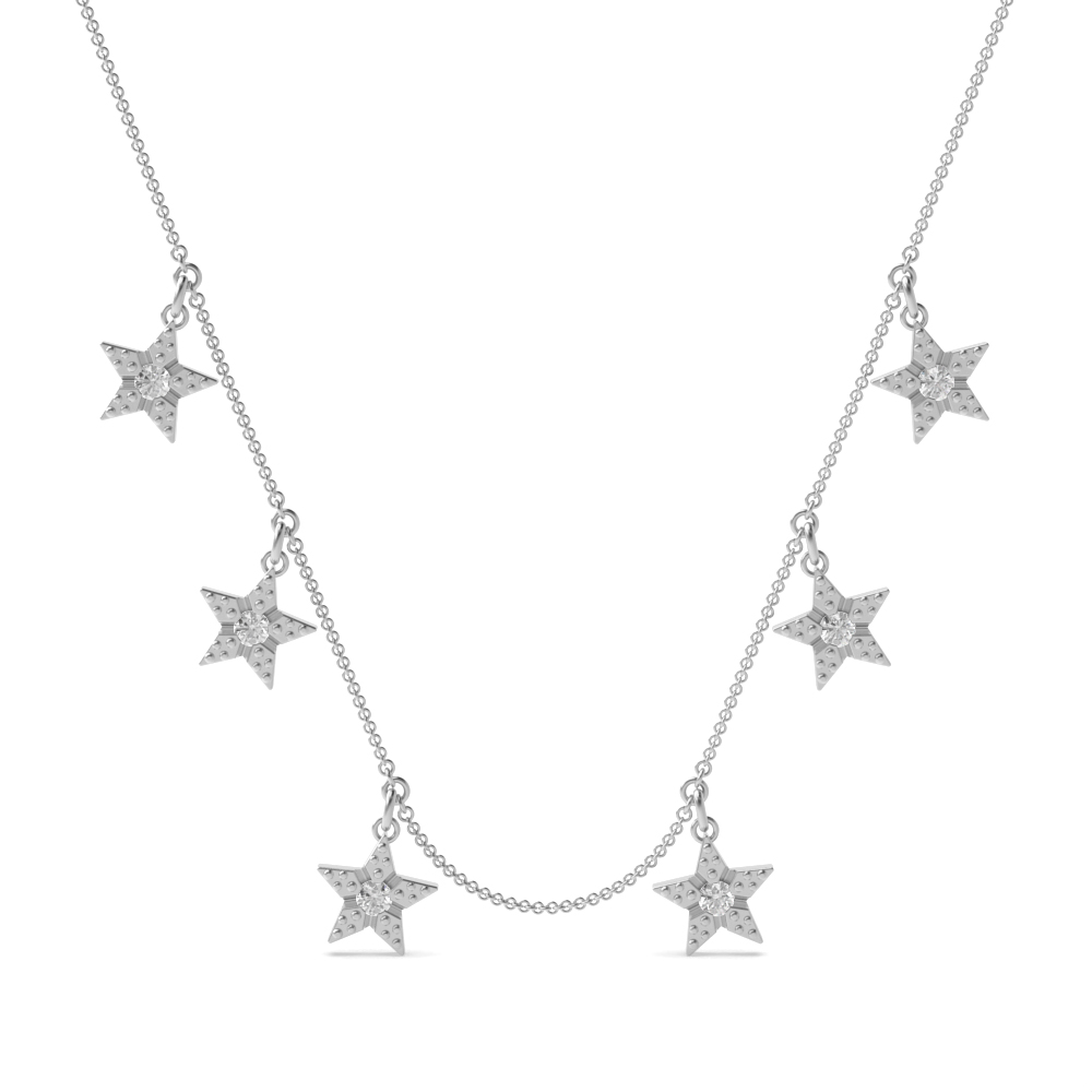 channel setting round diamond star style designer pendant