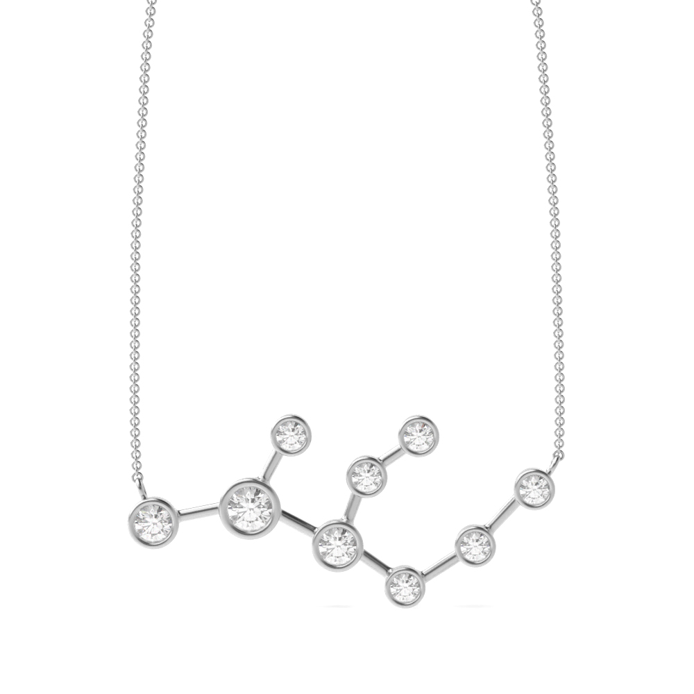 bezel setting round shape diamond unique star sign pendant