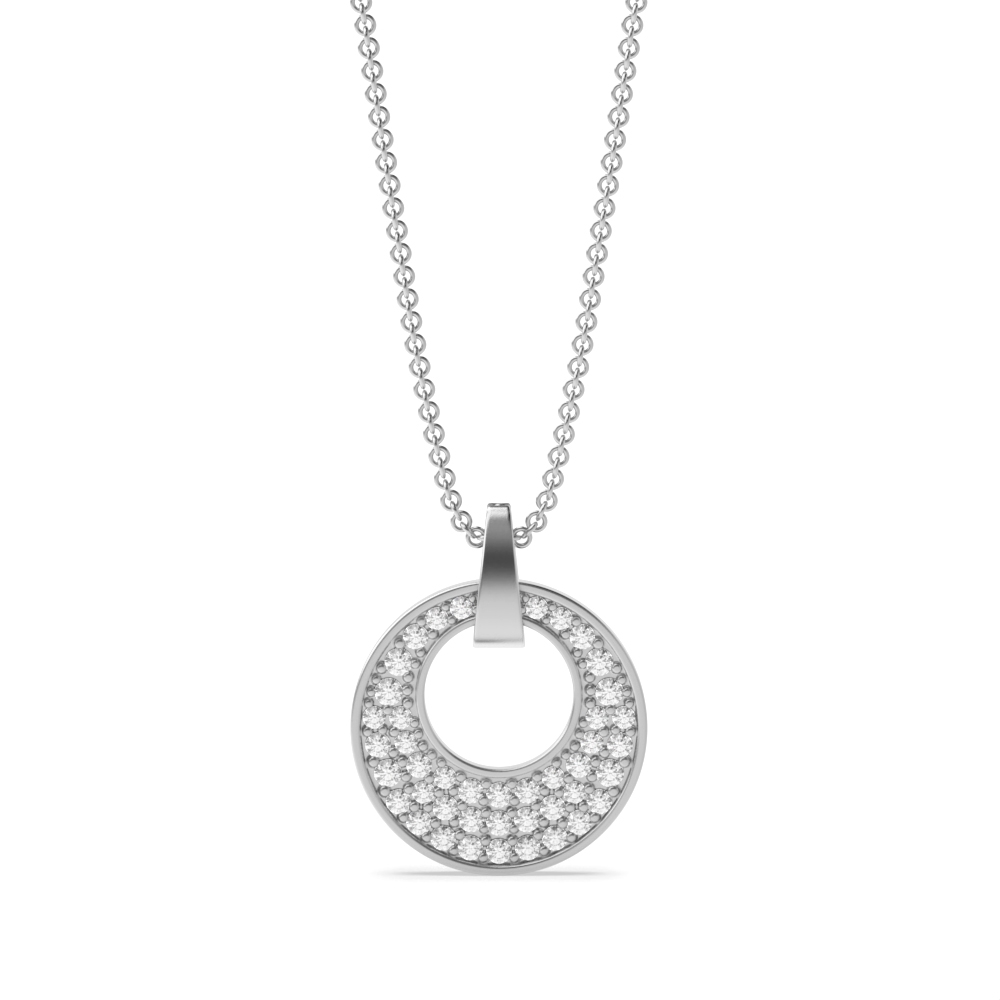pave setting round shape diamond cluster pendant