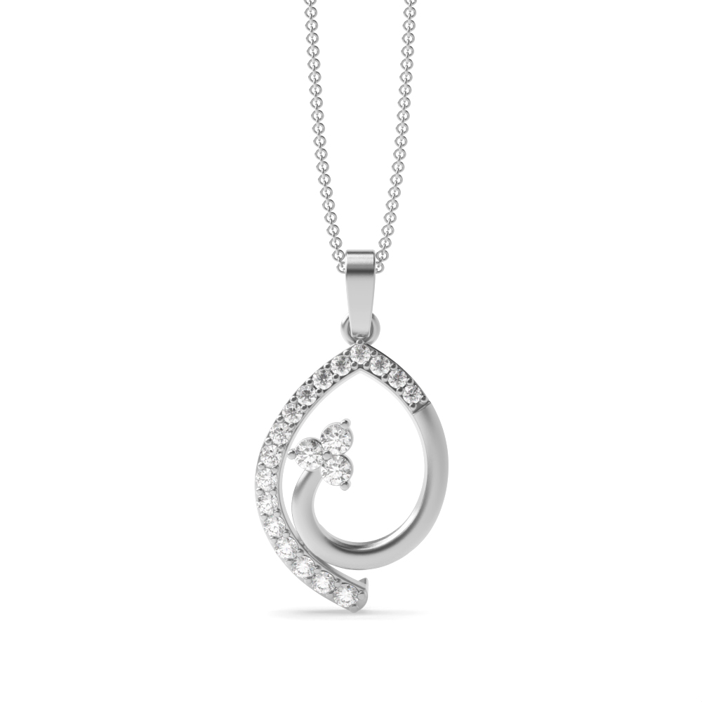 4 prong setting round shape diamond designer pendant