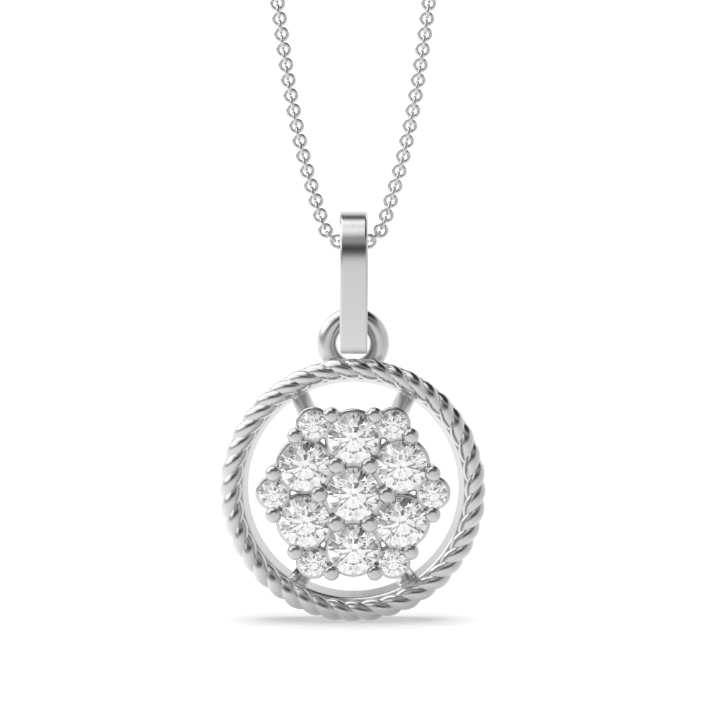 4 prong setting round shape circle cluster pendant