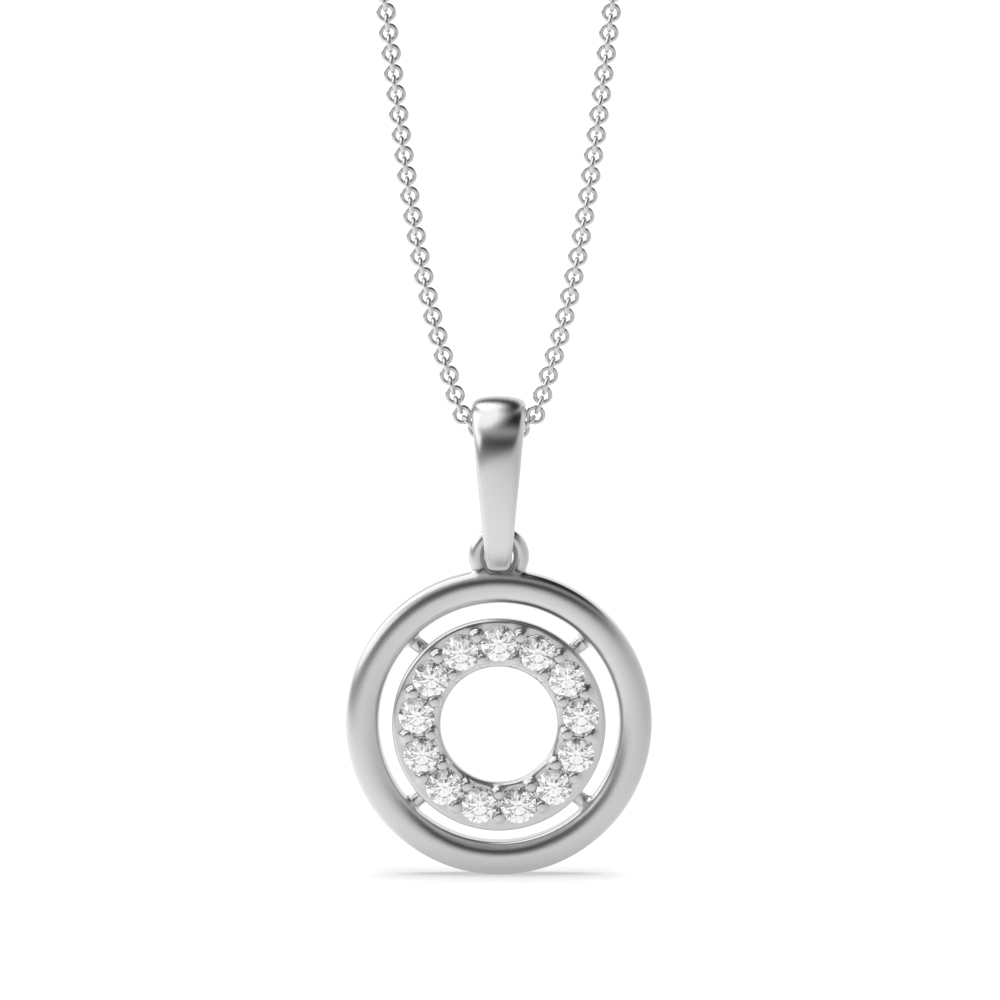 4 prong setting round shape diamond circle pendant