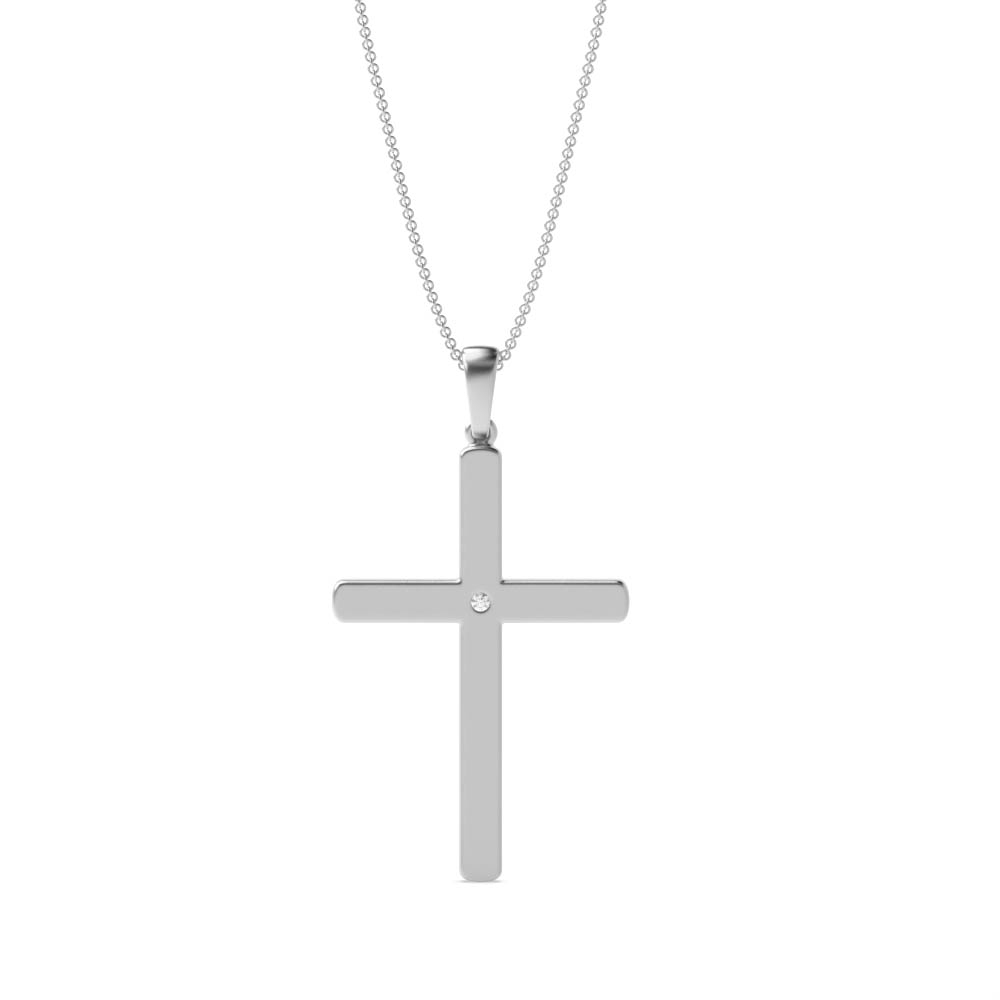 bezel setting round diamond cross pendant
