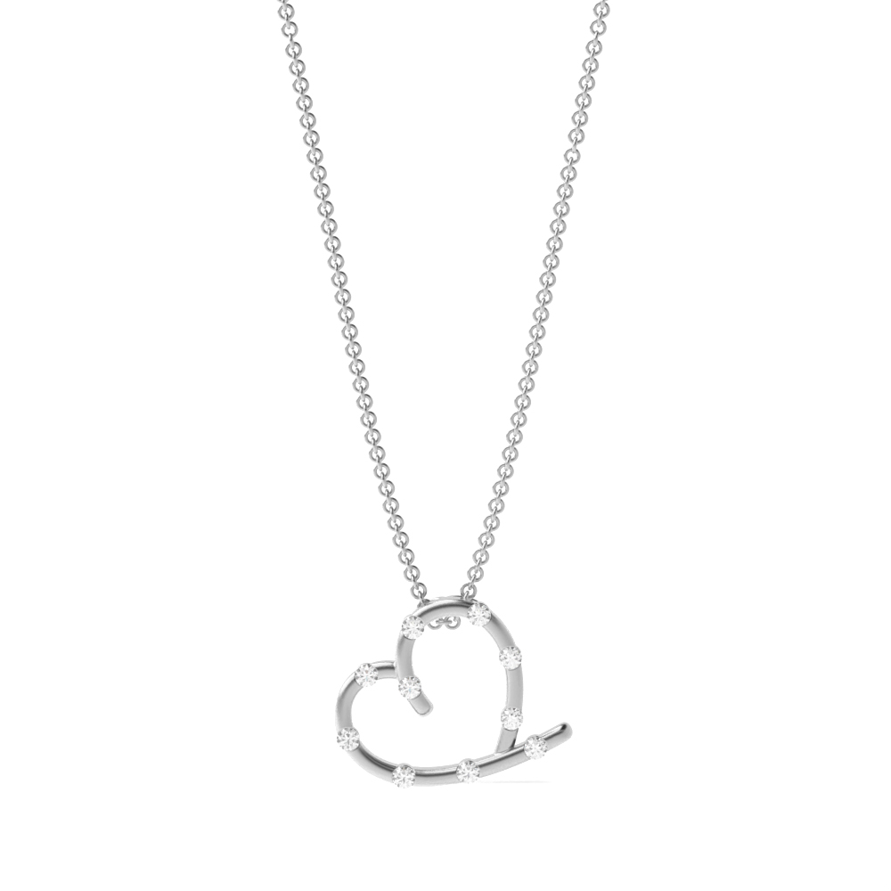 channel setting round diamond heart shape pendant