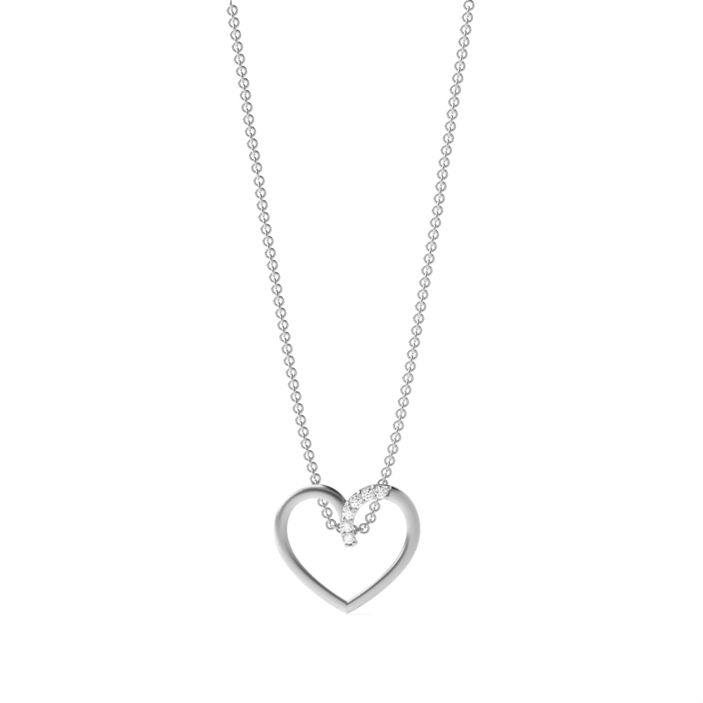Prong setting round diamond decent heart shape pendant