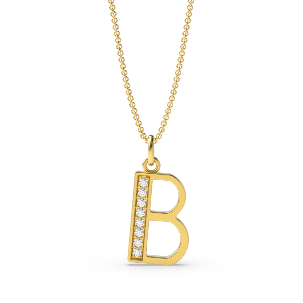 ART DECO B DIAMOND INITIAL PENDANT