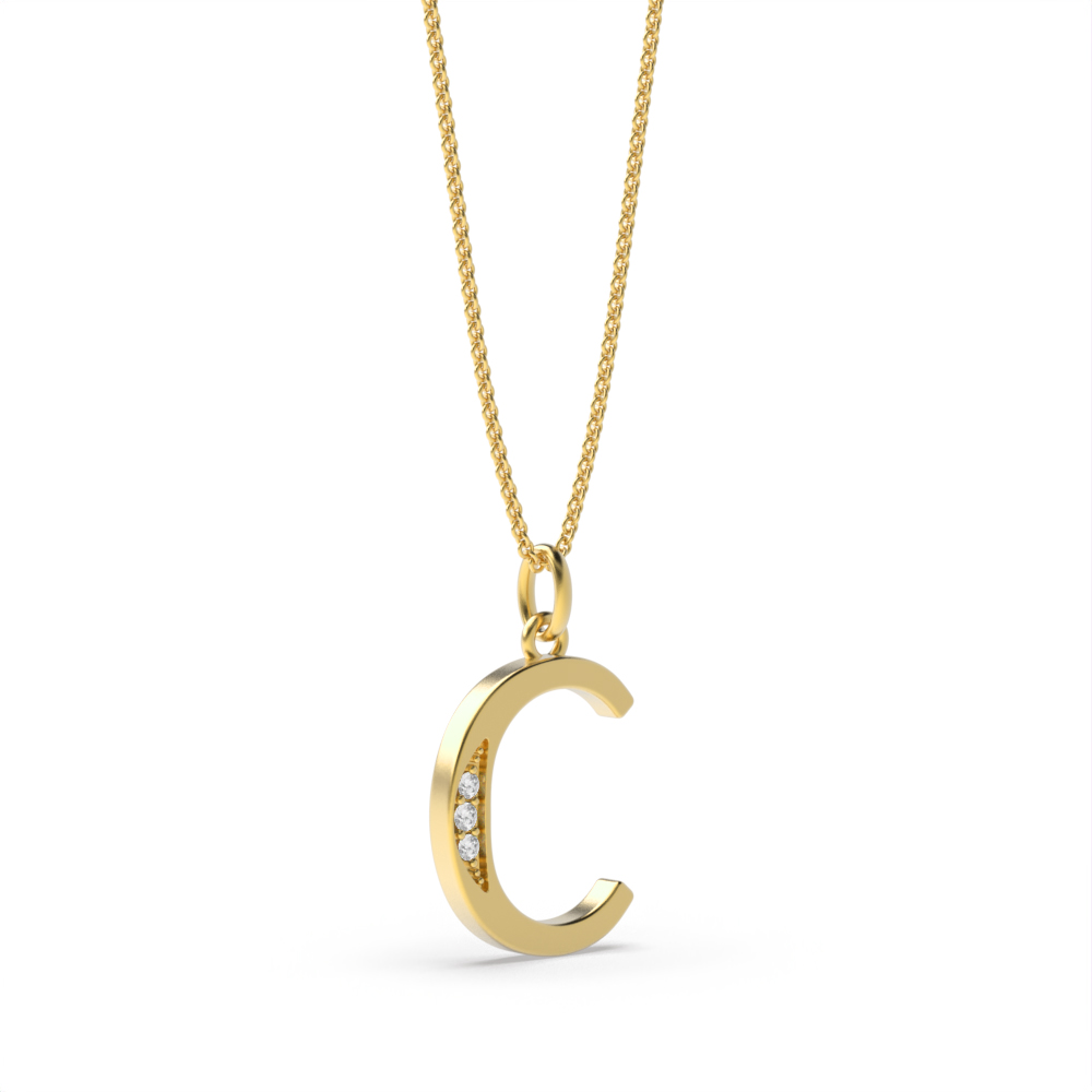 ART DECO C DIAMOND INITIAL PENDANT