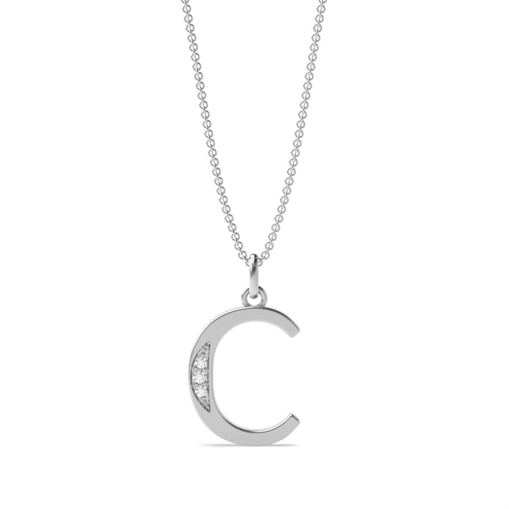 Art Deco Initial 'C' Name Diamond Pendant Necklace (18mm X 9mm)