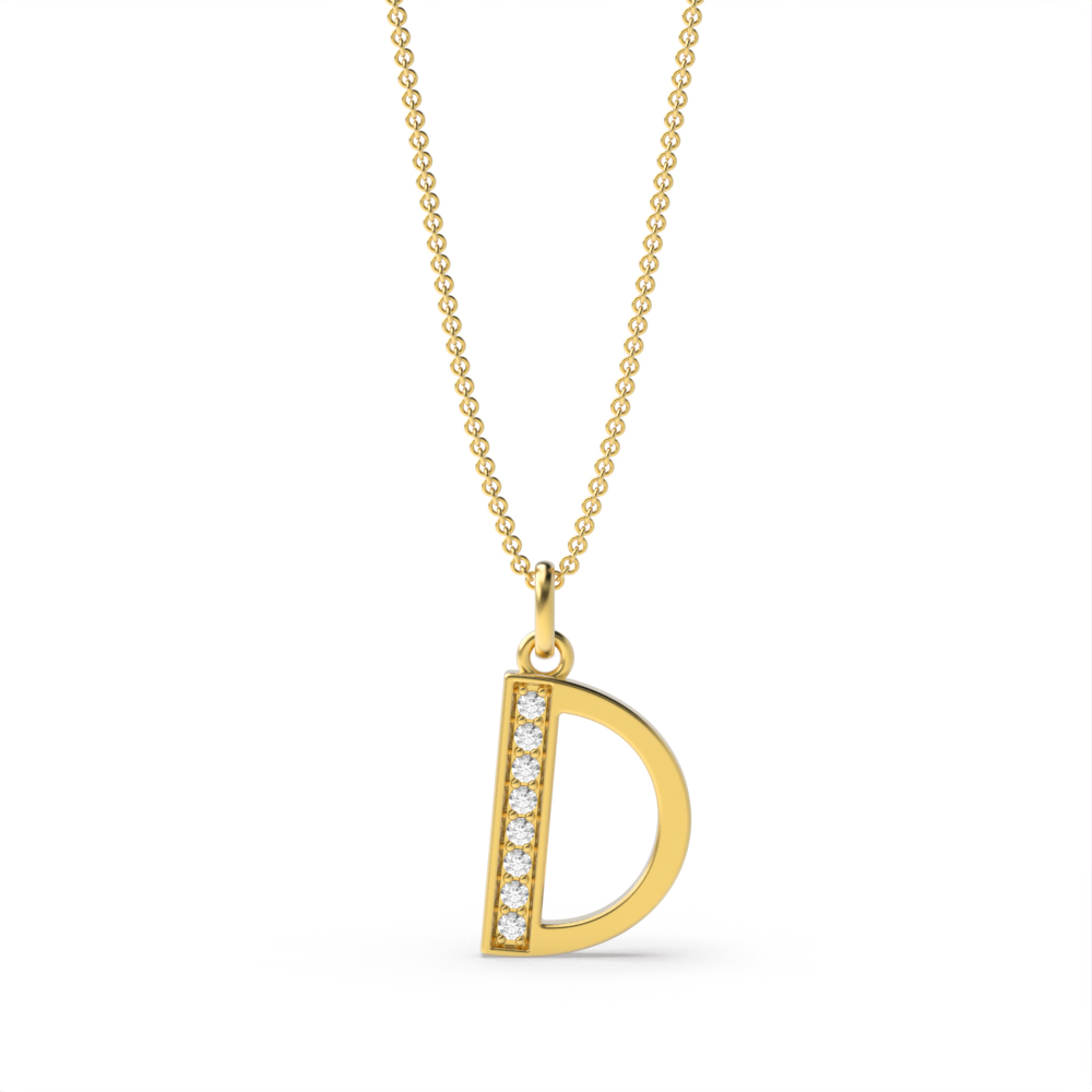 ART DECO D DIAMOND INITIAL PENDANT