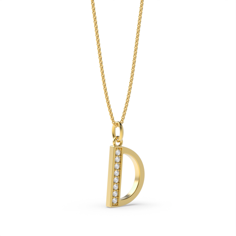 ART DECO D DIAMOND INITIAL PENDANT
