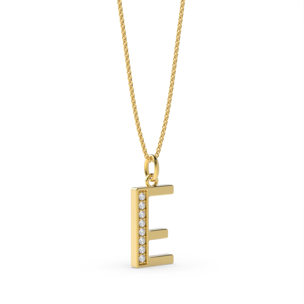 ART DECO E DIAMOND INITIAL PENDANT
