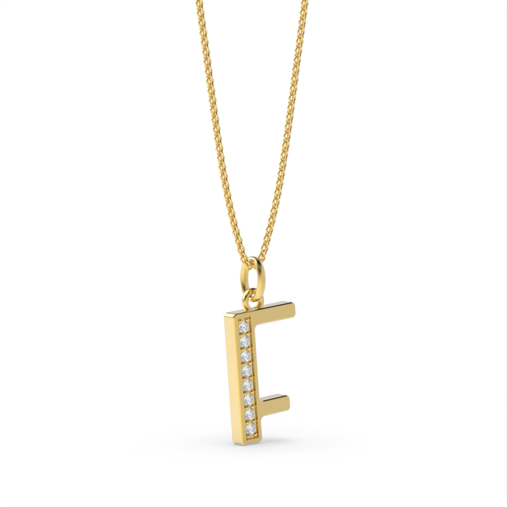 ART DECO F DIAMOND INITIAL PENDANT