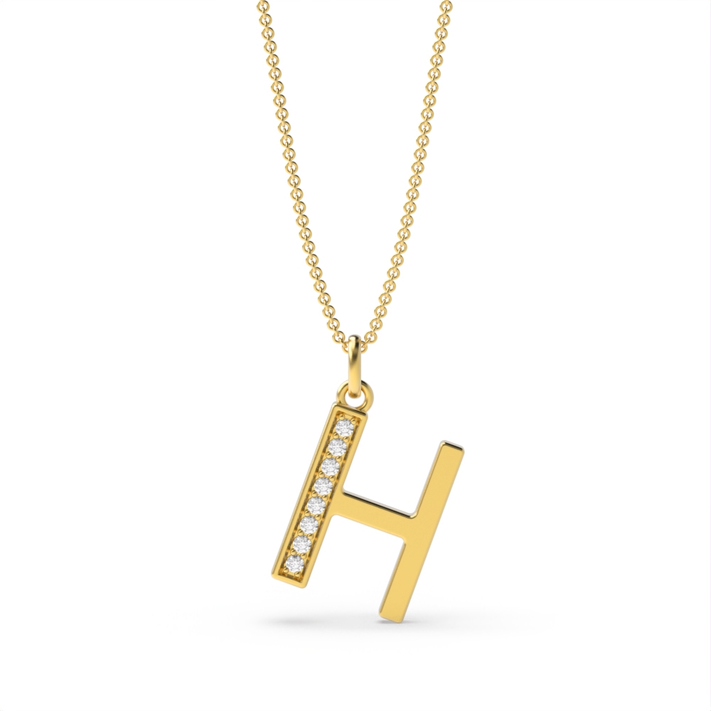 ART DECO H DIAMOND INITIAL PENDANT