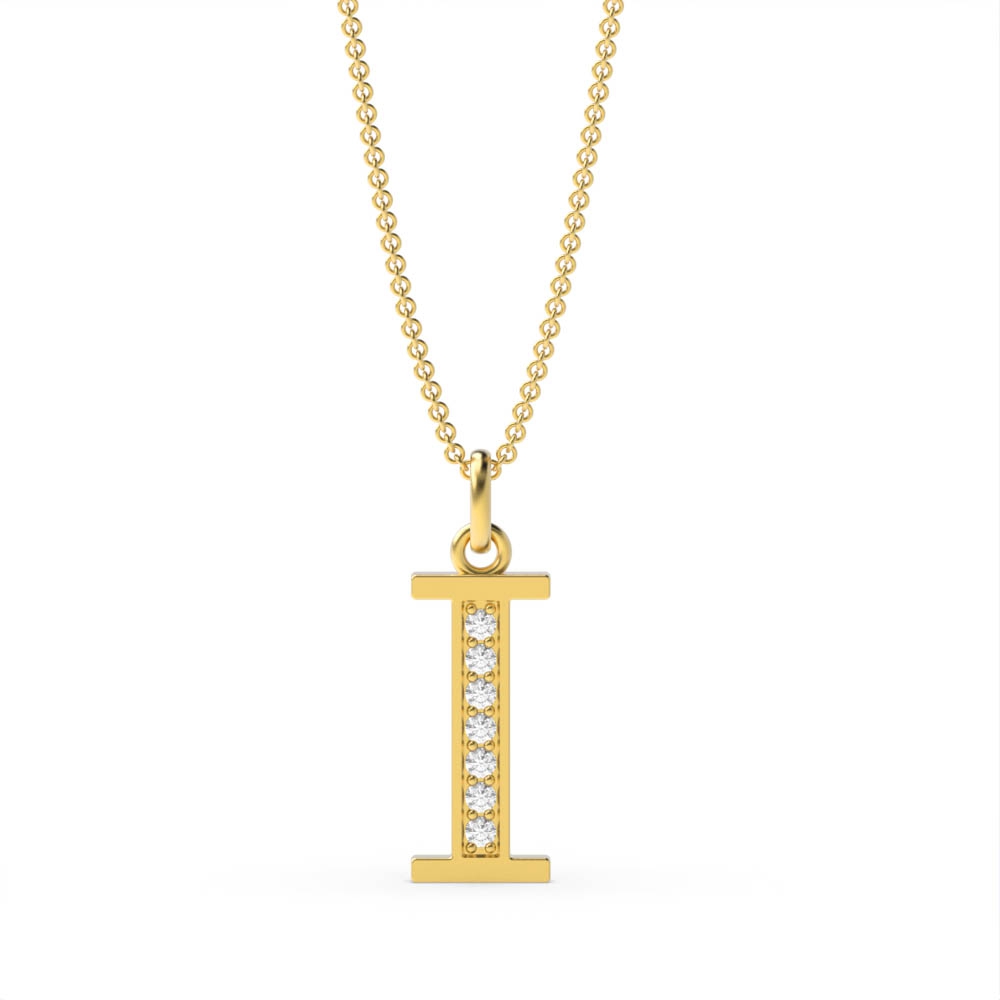ART DECO I DIAMOND INITIAL PENDANT
