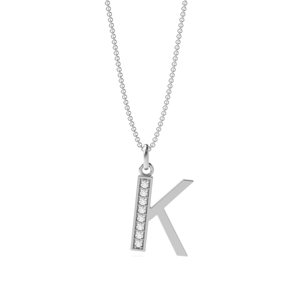 Art Deco Initial 'K' Name Diamond Pendant Necklace (18mm X 8mm)