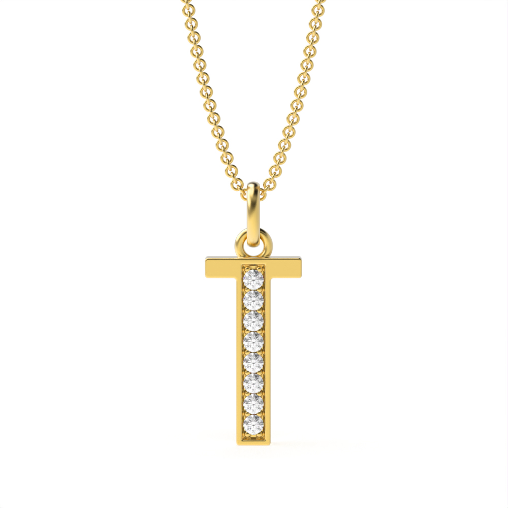 ART DECO T DIAMOND INITIAL PENDANT