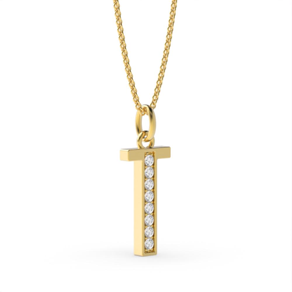 ART DECO T DIAMOND INITIAL PENDANT