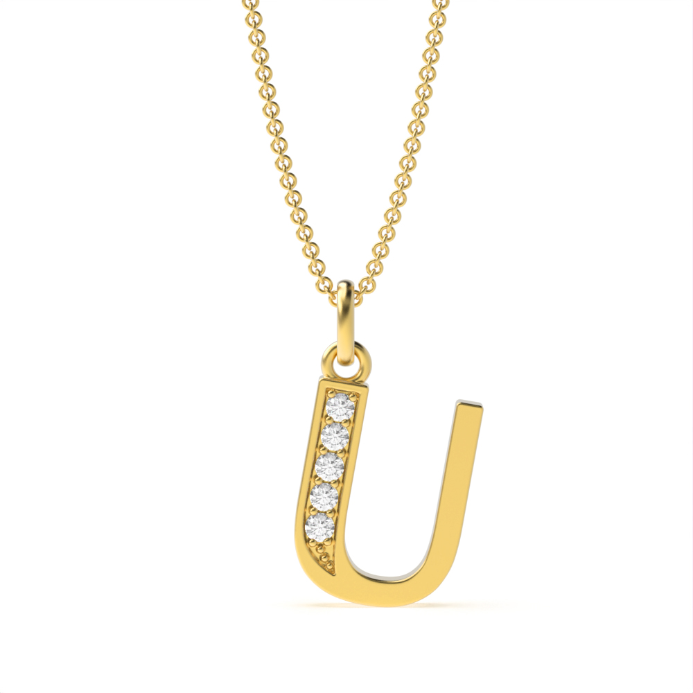 ART DECO U DIAMOND INITIAL PENDANT