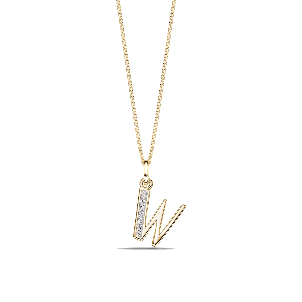 ART DECO W DIAMOND INITIAL PENDANT