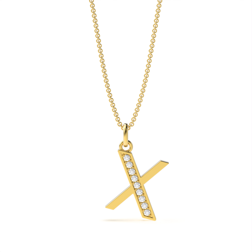 ART DECO X DIAMOND INITIAL PENDANT