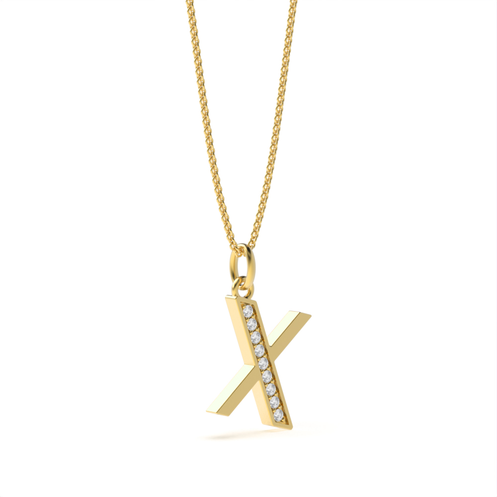 ART DECO X DIAMOND INITIAL PENDANT