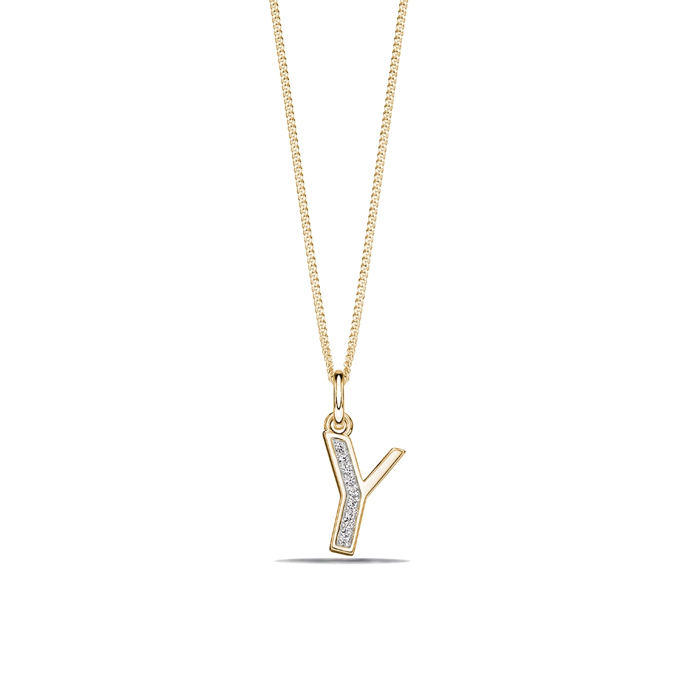 ART DECO Y DIAMOND INITIAL PENDANT