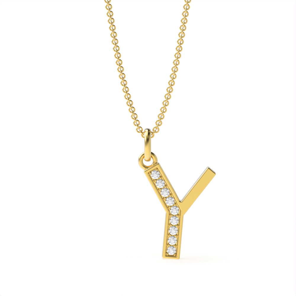 ART DECO Y DIAMOND INITIAL PENDANT