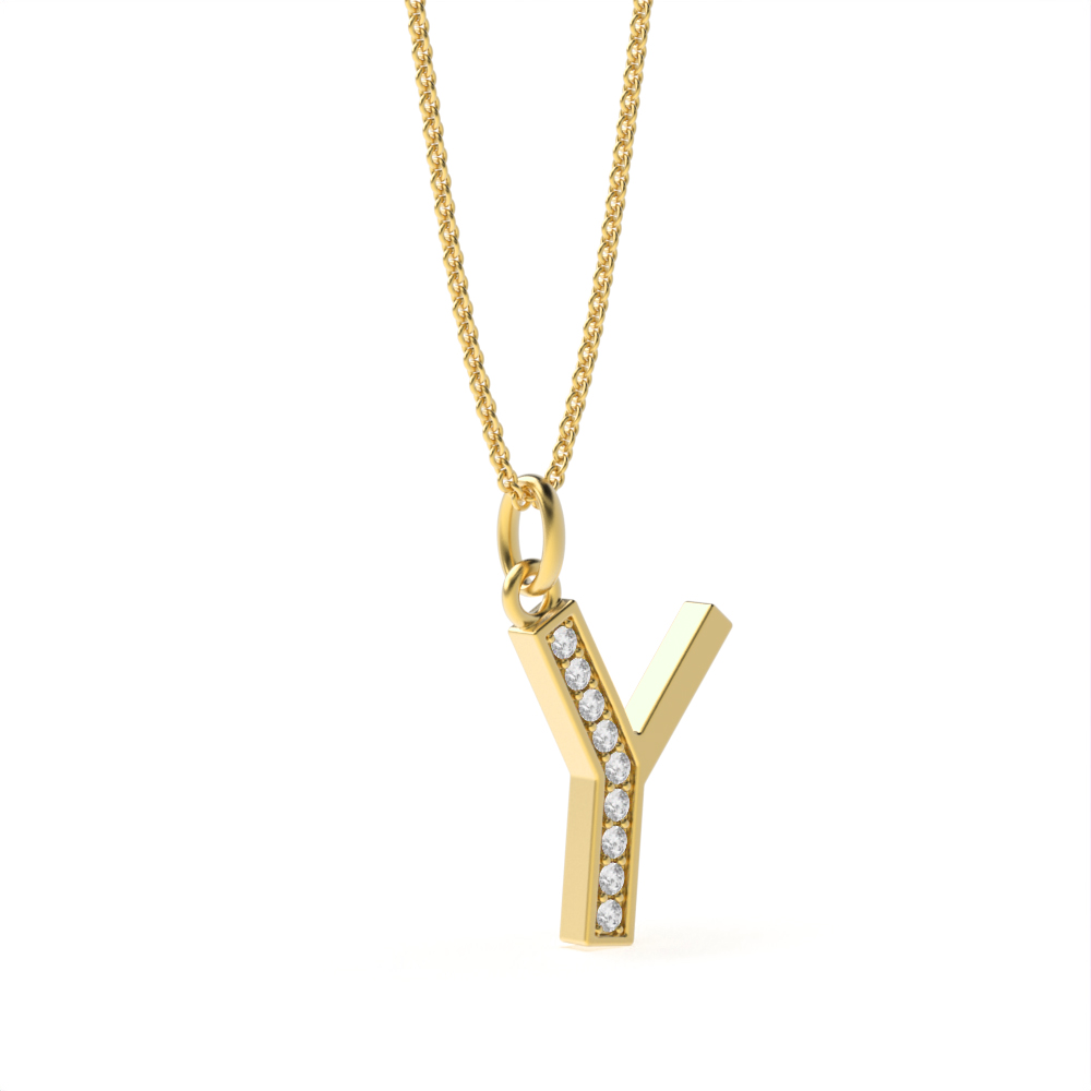 ART DECO Y DIAMOND INITIAL PENDANT