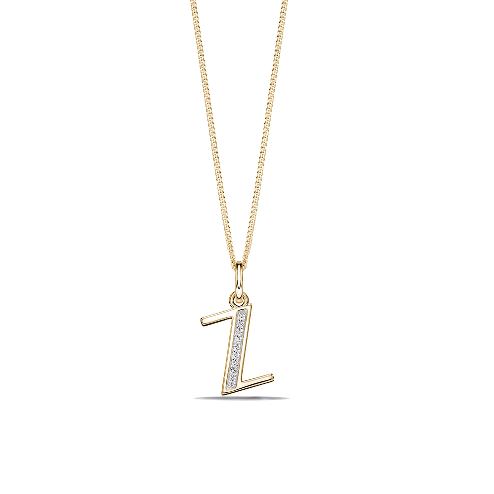 ART DECO Z DIAMOND INITIAL PENDANT