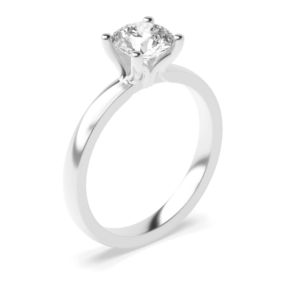 Round Cut Solitaire Diamond Engagement Rings Yellow / White Gold Prong Setting