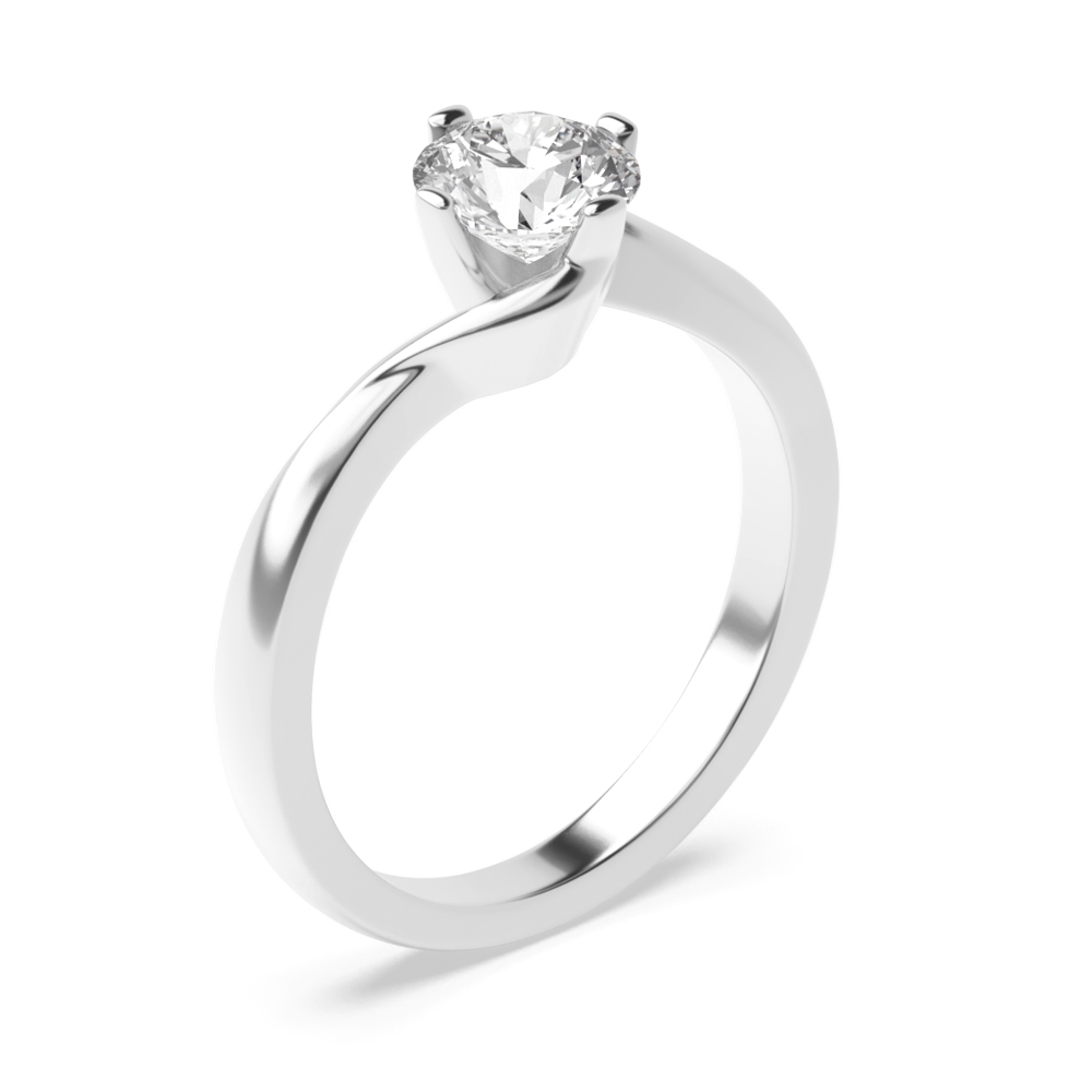 Round Cut Solitaire Diamond Engagement Rings In Rose / Yellow / White Gold Prong Set