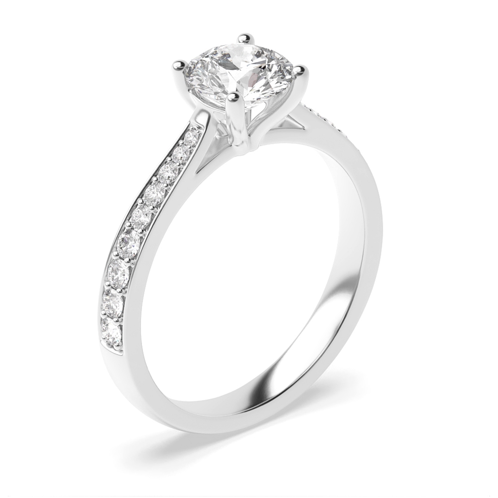 Round Shoulder Set Side Diamond Engagement Ring
