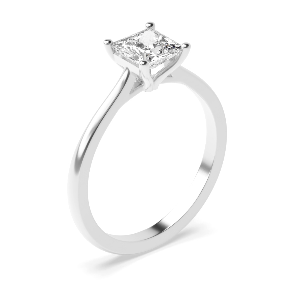 4 Prong Setting Princess Diamond Solitaire Engagement Ring