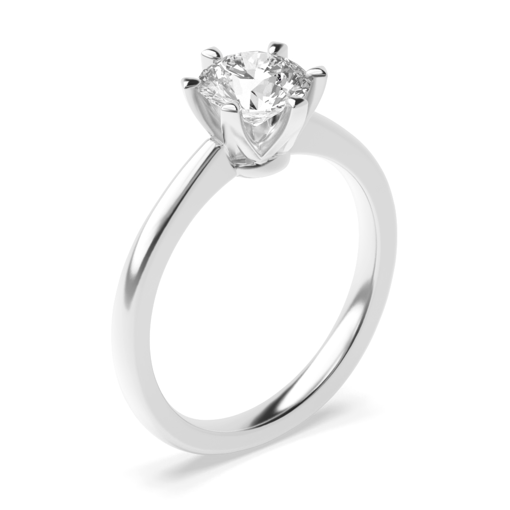 4 Prong Setting Round Solitaire Diamond Engagement Rings Rose Gold / Platinum