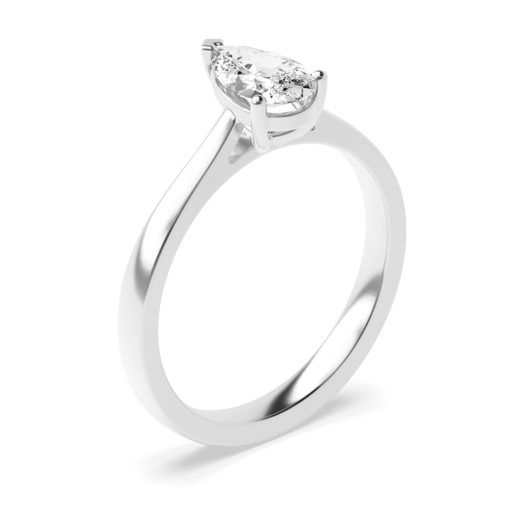 Pear Solitaire Engagement Rings in Delicate Band Diamond