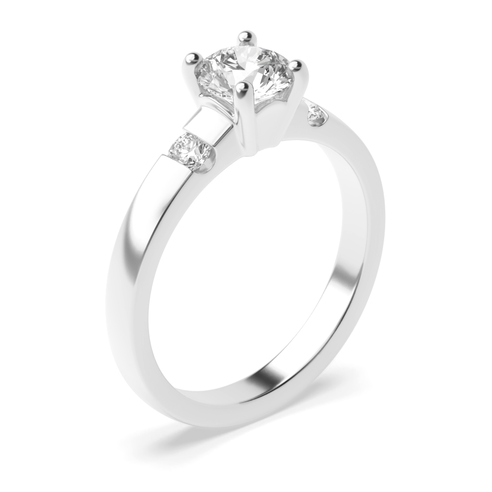Prong Setting Round Side Diamond Engagement Ring