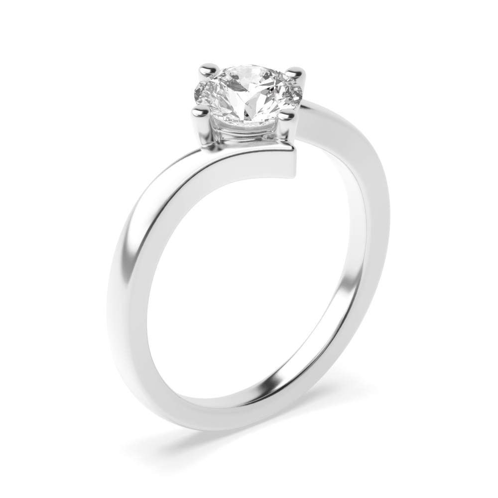 Prong Set Round Solitaire Diamond Engagement Rings In White Gold / Platinum
