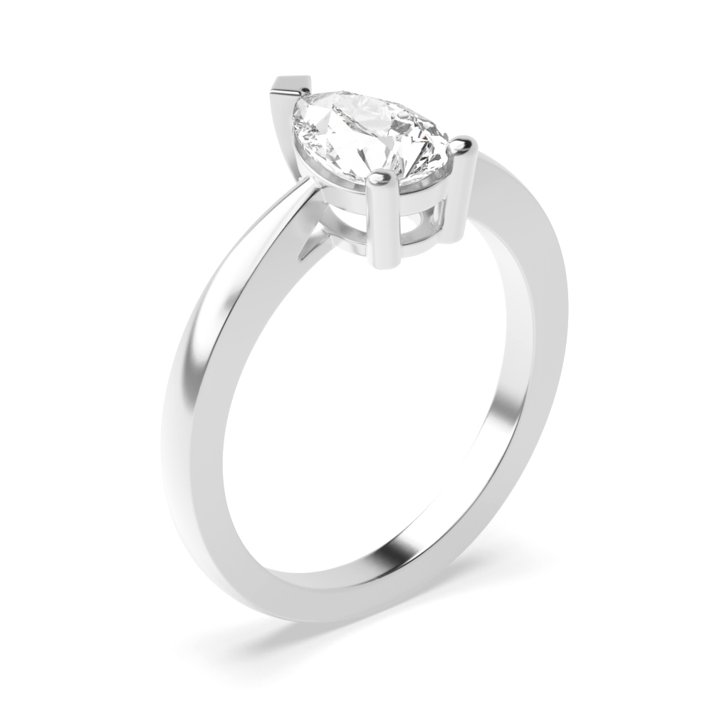 Pear Solitaire Engagement Rings in Petit Band Diamond