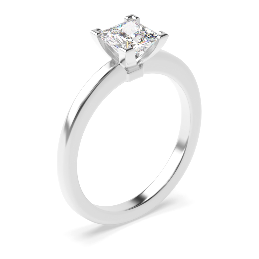 4 Claws Set Princess Diamond Solitaire Engagement Ring