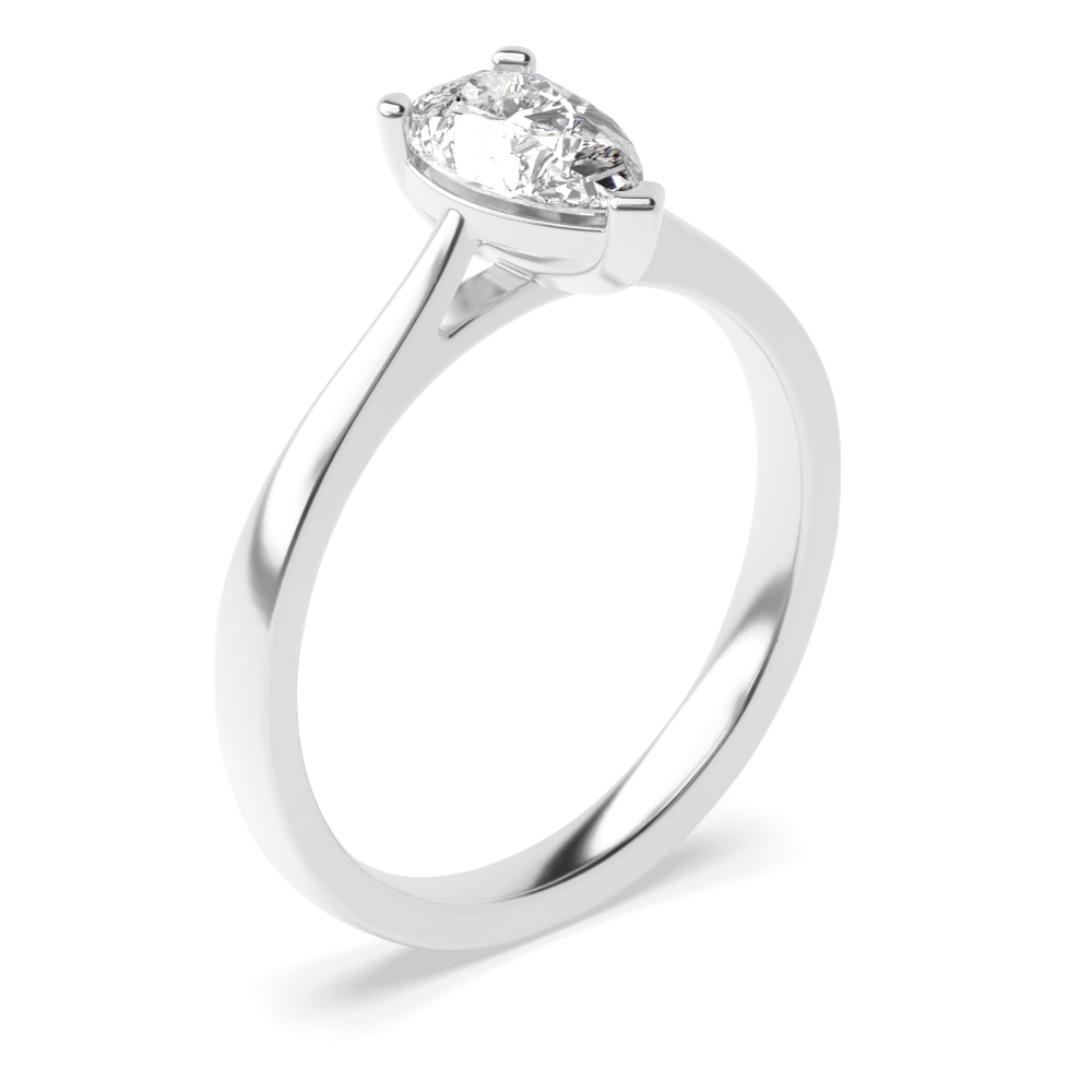 3 Prong Setting Pear Diamond Solitaire Engagement Ring