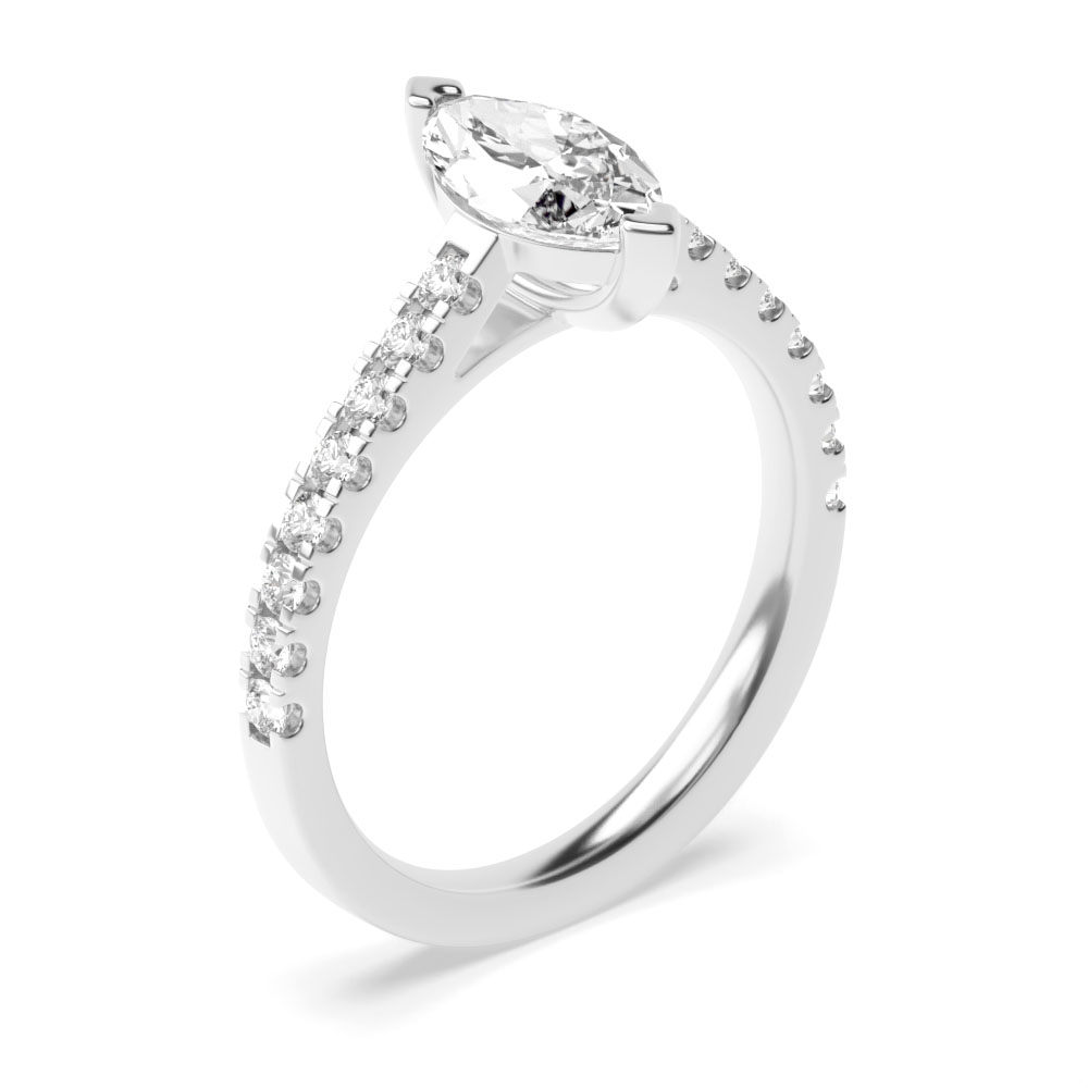 Prong Setting Marquise Side Stone Diamond Engagement Ring
