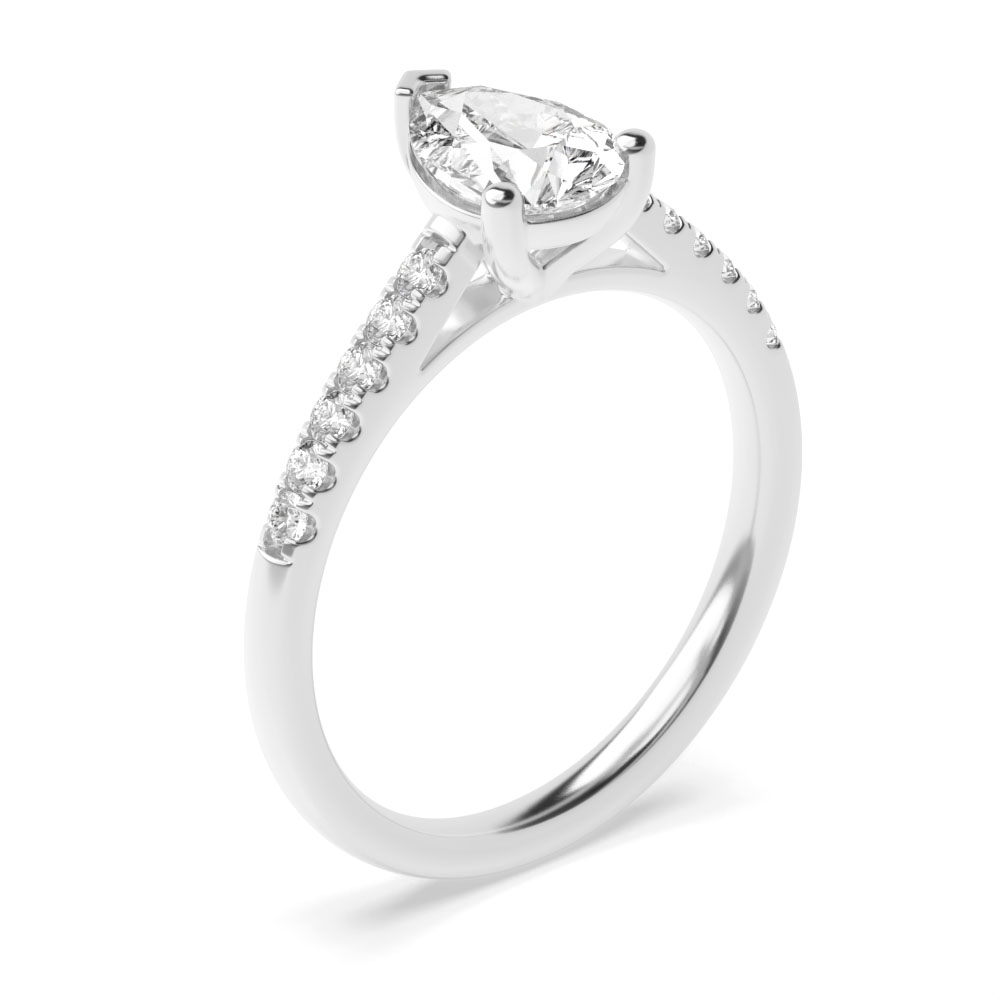 Pear Set Engagement Rings in Thin Sholder Set Diamond